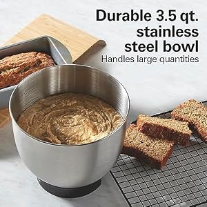 Hamilton Beach 6 Speed Electric Stand Mixer with Stainless Steel 3.5 Quart Bowl, Planetary Mixing, Tilt-Up Head, 300W Motor, Black (63325) Hamilton Beach 6 Speed Electric Stand Mixer with Stainless Steel 35 Quart Bowl Planetary Mixing Tilt Up Head 300W Motor Black 63325
