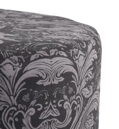 Image of NACIA Elegant Storage Ottoman Stool - Soft Cushioned Top for Seating & Footrest - Space-Saving, Stylish Design for Living Room, Bedroom & Office Spaces, 18 Inch, Black Damask
