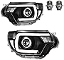 Dreenfl Headlight Assemblies With LED Projector Fit for 12-15 Toyota Tacoma Front Light Headlamp (Black Housing Clear Reflector)