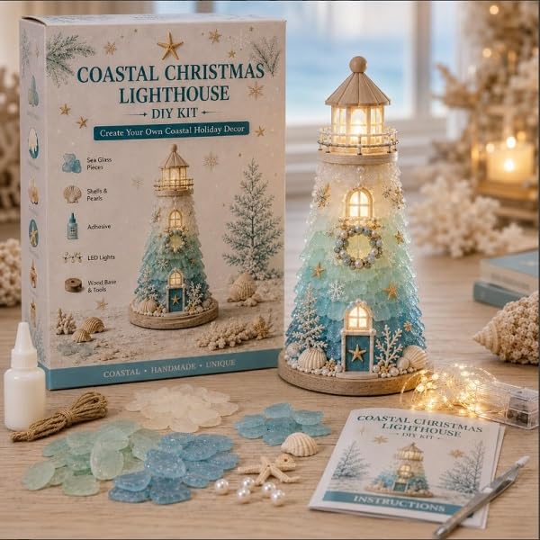 DIY Sea Glass Lighthouse Kit, Lighted Acrylic Building Craft for Adults