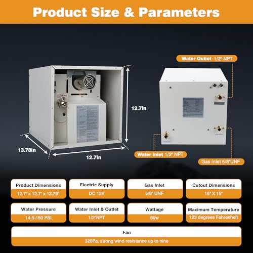 Image of 65,000 BTU RV Tankless Water Heater without Door with Digital User Control Panel, DC 12V ，Freeze Protection,High Altitude Available Compatible with All RVs On Demand Instant Hot Water Heater