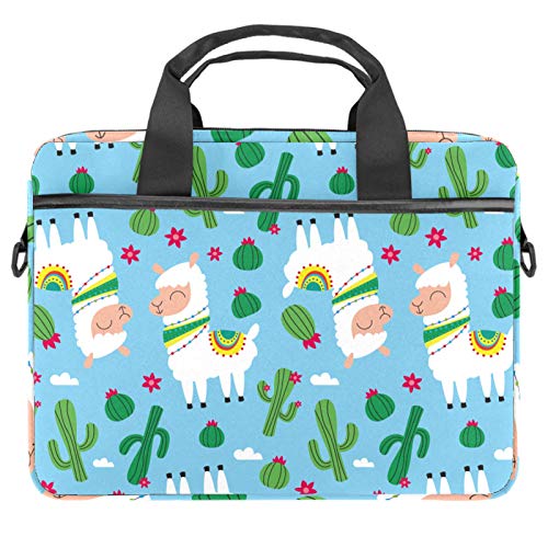 Sac d'ordinateur 14 pouces pour le bureau et les cours motif alpaga et plantes