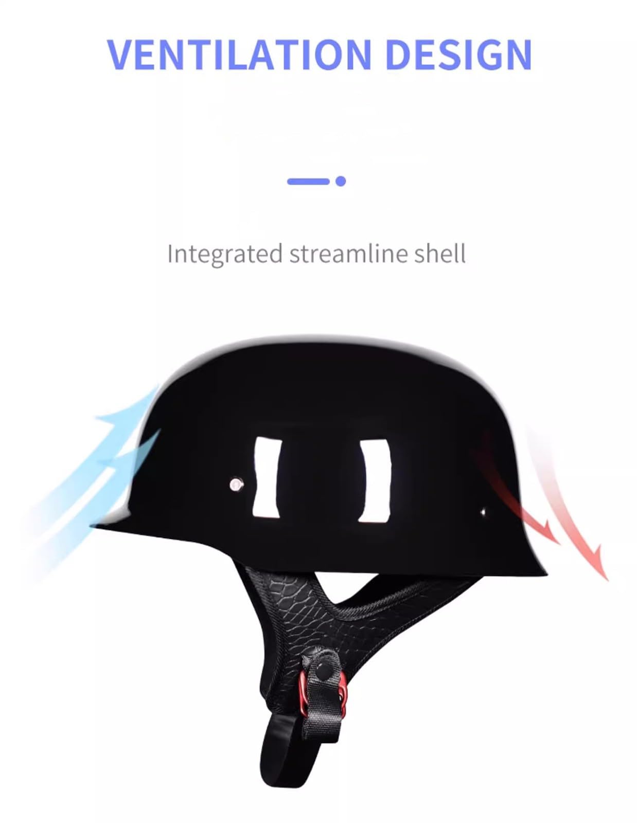 Casque de Moto rétro, Casque Jet, Casque de Scooter avec Lunettes, Casque Demi-Coque certifié ECE pour Hommes et Femmes, Casque Demi-Coque Allemand E,M57-58CM