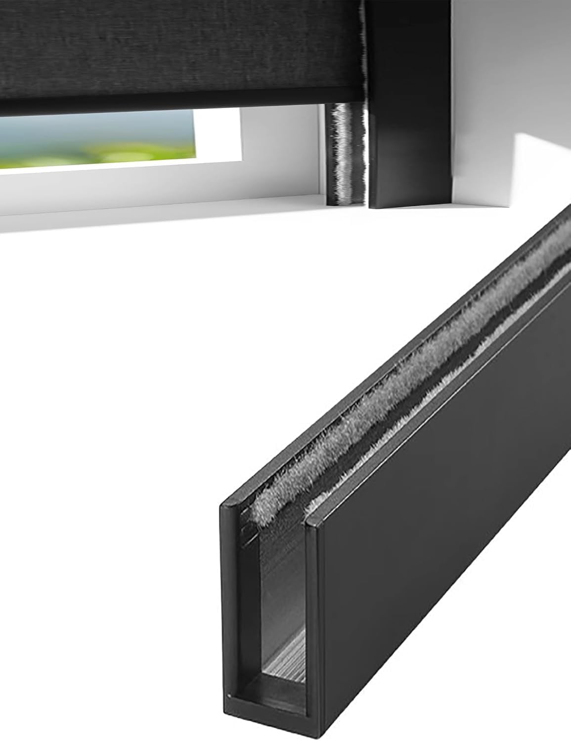JvFbjLF U-shaped Light-blocking Track/side Channel, Suitable For Offices And Bathrooms(Schwarz,40cm/15.7'')