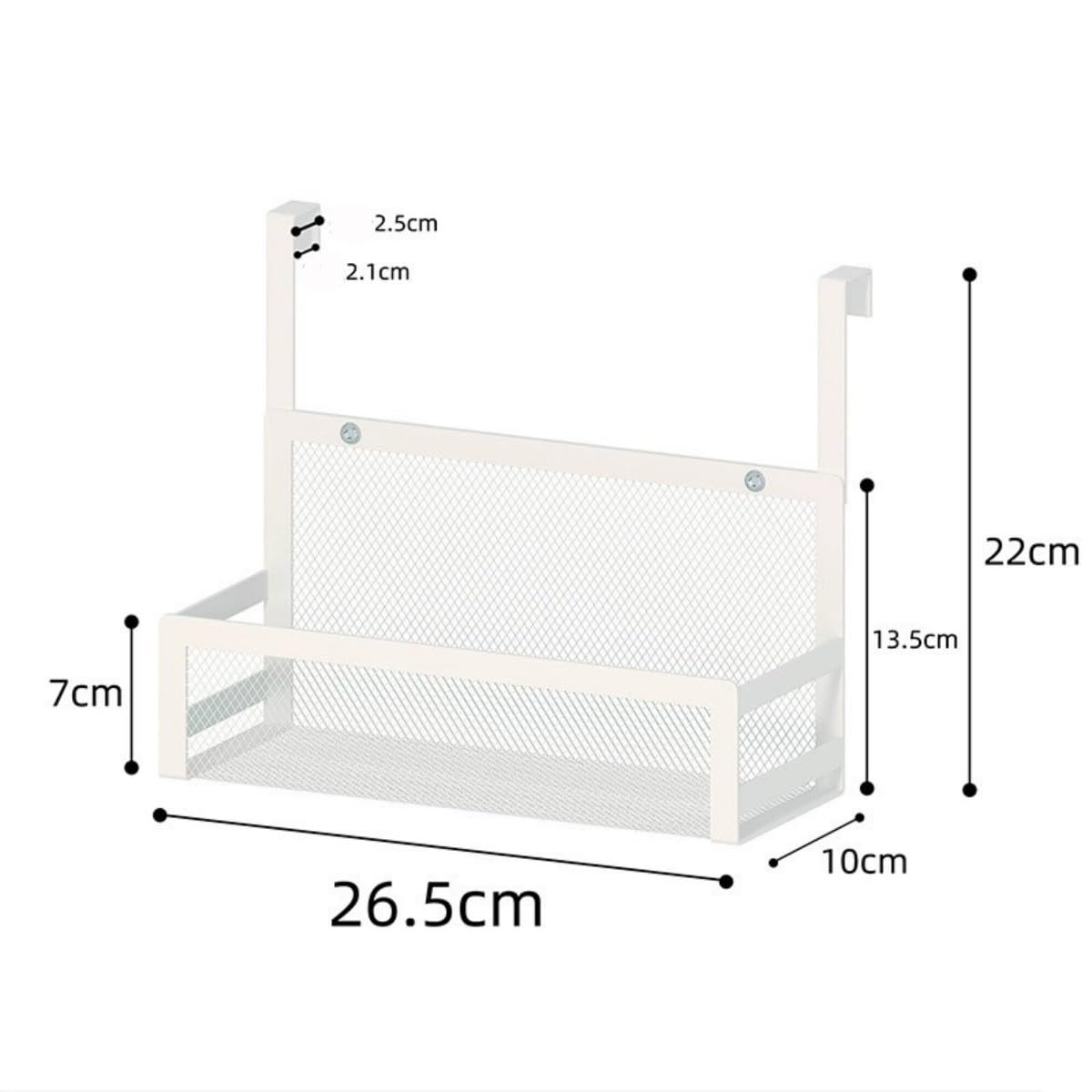 Cesta de almacenamiento para colgar sobre la puerta del armario, cocina, baño, despensa, debajo del fregadero, solución para ahorrar espacio (blanco)