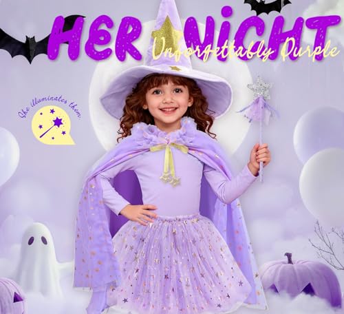 Disfraz de bruja y mago para niñas, 4 piezas, 3-6 años miniatura 2