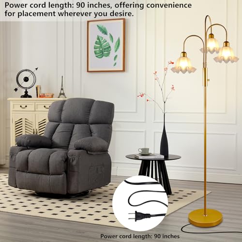Image of Lightdot 70IN Flower Floor Lamp for Living Room, 3 Light Dimmable Tree Floor Lamps with Bulb Included for Wedding /Party, Unique Floral Tall Lamp with 5Lbs Heavy Base for Bedroom /Sofa Beside-Gold