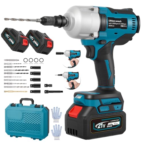 Brolteja Akku Schlagschrauber 800Nm,bürstenloser Schlagschrauber mit hohem Drehmoment, Bürstenloser mit