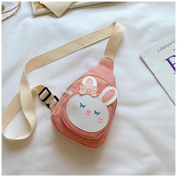 Miniatura 5 de Sling Bag Bolso de hombro Bolso de pecho, Mochila pequeña Bolsa de eslinga, Bolso Kawaii Mochila Kawaii Mochila Mochila Sling, Conejito rosado,
