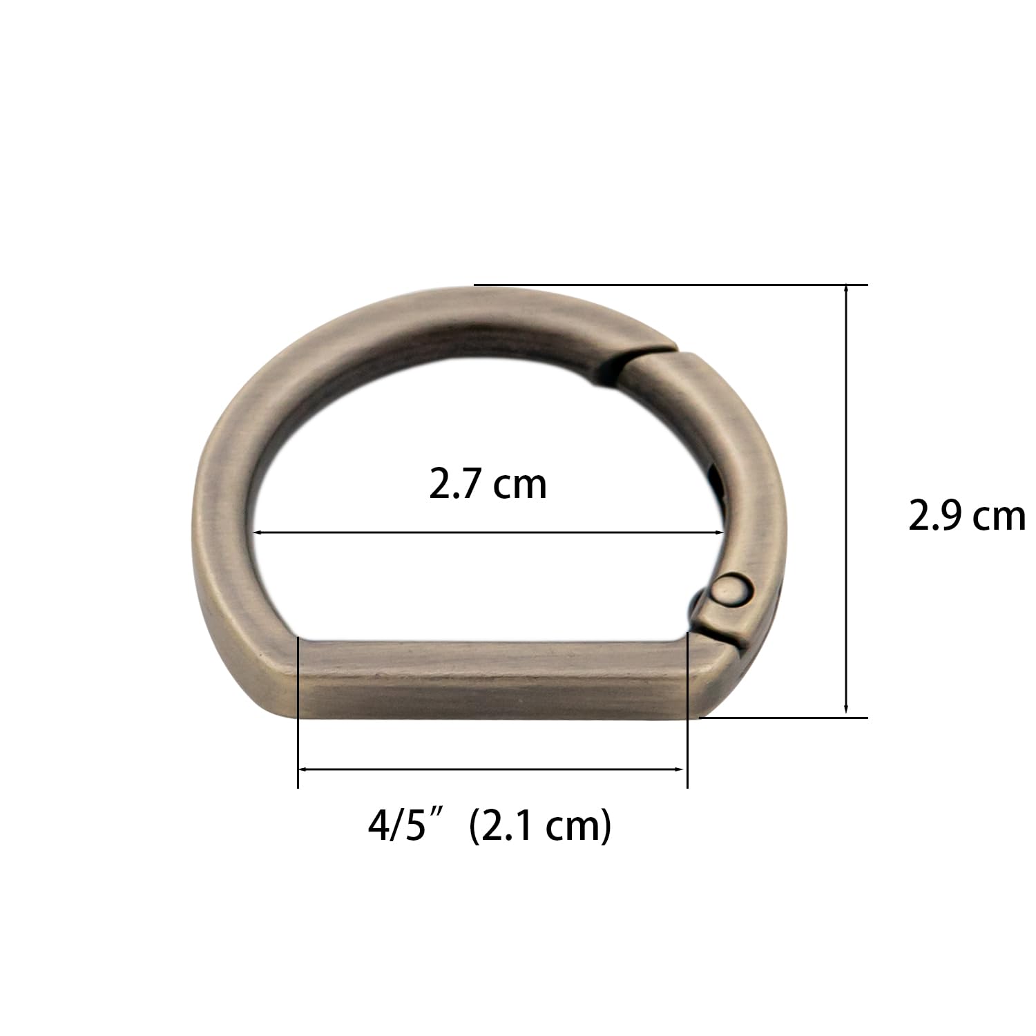 10pcs Metal Spring Key Ring,Spring Snap Hooks Clip Buckle,Flat D Ring for Purses (Brushed Brass)