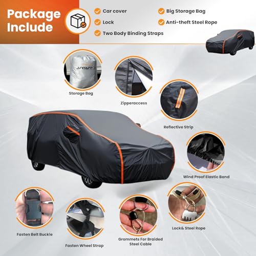 Image of Super Lightweight Mini Van Cover,Large Car Cover Waterproof All Weather,Rain UV Protection Full Exterior Covers Fit MPV 191 inch to 206 inch