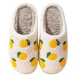 QQGB Mens Womens Heart Shape Memory Foam Slippers Cozy Indoor Outdoor Slippers, Lemon, 38.5/39.5 EU