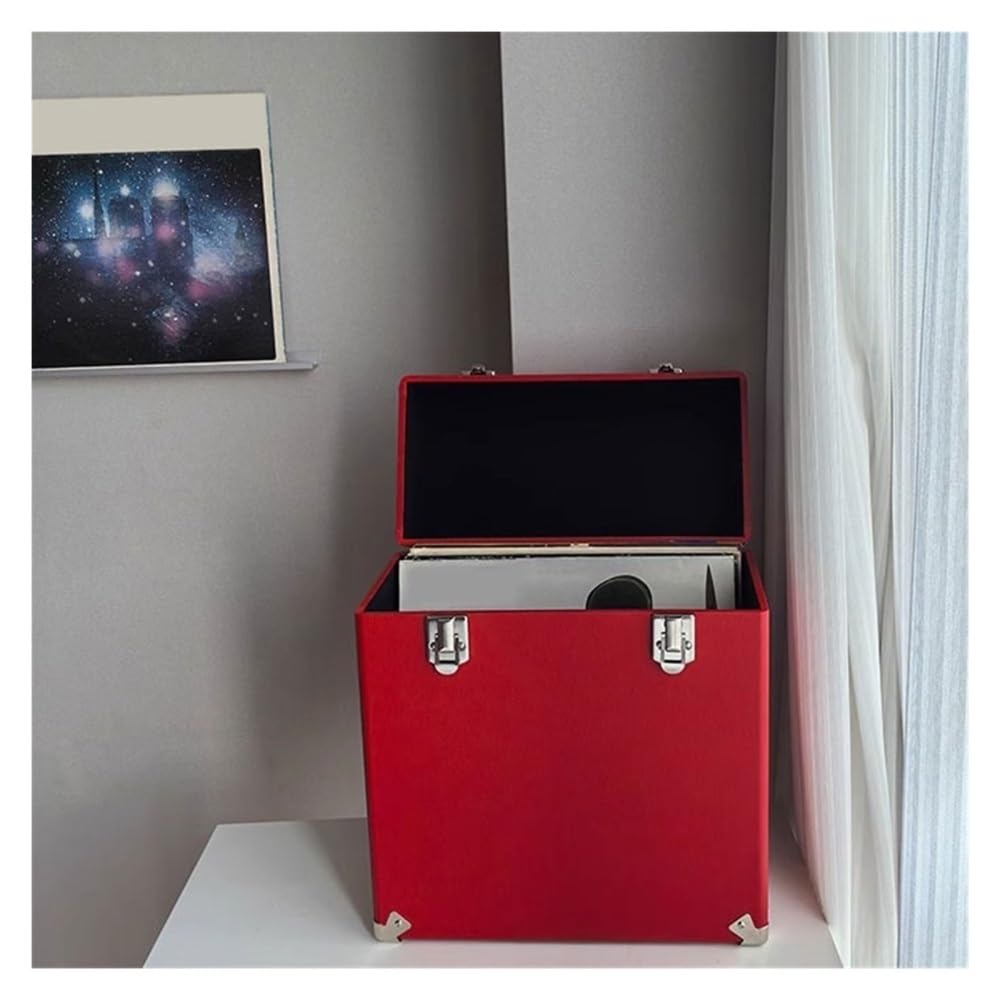 Deposito di Dischi in Vinile, Custodia Portatile in Legno for Dischi in Vinile. Scatola Multifunzionale for Album CD con Superficie in Pelle,Custodia del CD