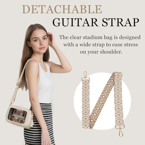 FAIME Clear Bag for Stadium Events Cute Clear Purses for Women Crossbody Transpartent Bag with Guitar Strap2