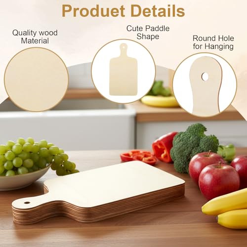 Set 24 tablas de cortar de madera con mango 30x16 cm miniatura 3
