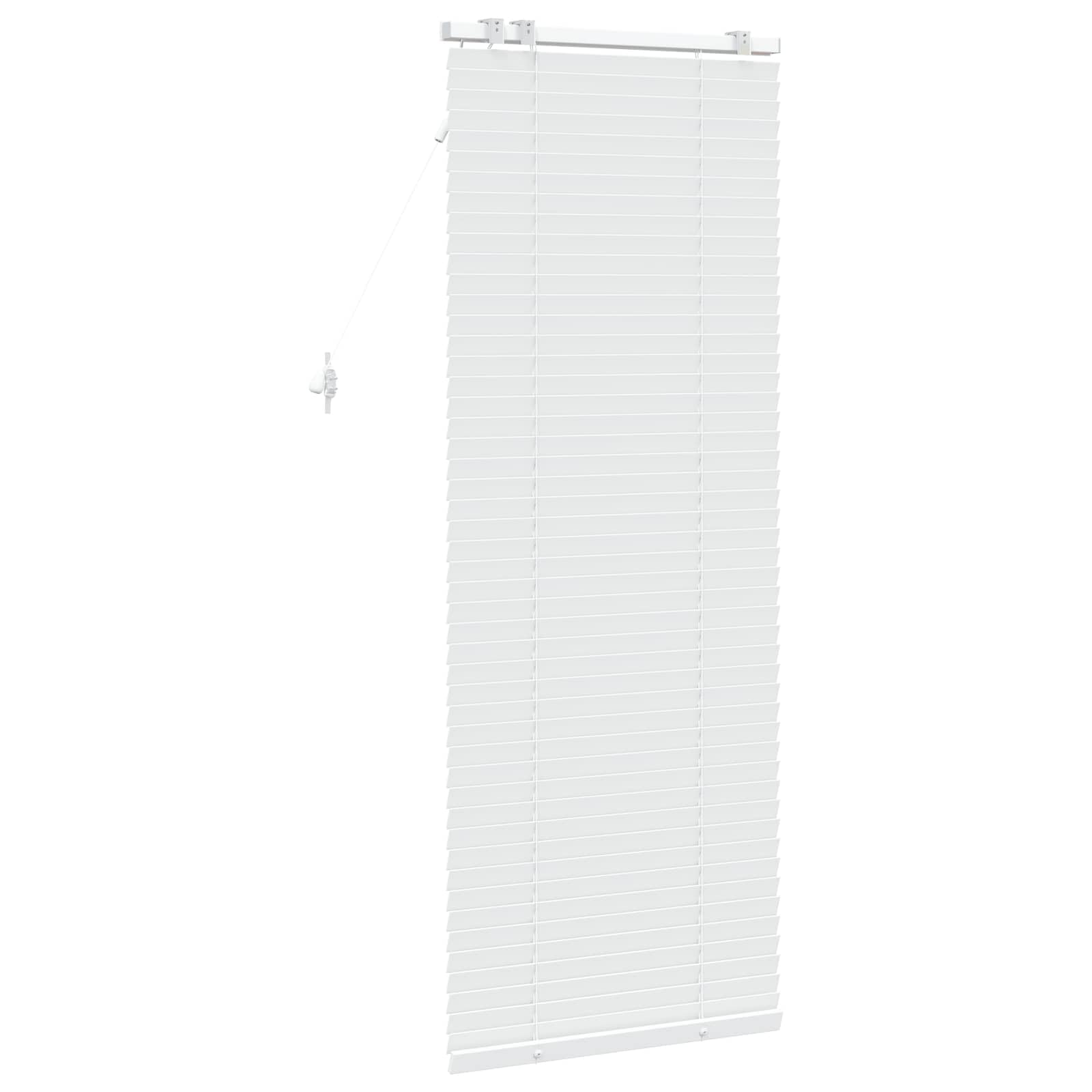 Store vénitien blanc 55 x 160 cm en bois massif lamelles 35 mm | Régulation flexible de la lumière et brise-vue pour chambre à coucher, salon ou cuisine grâce aux lamelles en bois réglables.