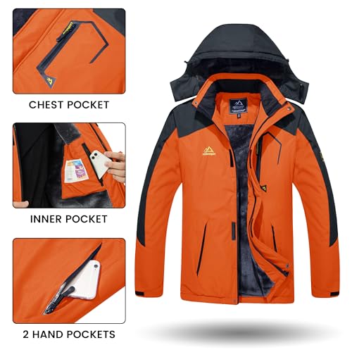 Image of TACVASEN Men's Winter Ski Jacket Waterproof Snow Coats Snowboard Fleece Lining Jacket Warm Parka with Hooded,Standard Length