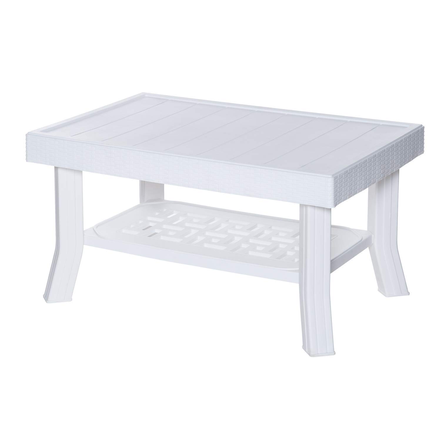 SkyGlamour Supreme Vegas Contemporary Patio Style Plastic Centre | Coffee Table for Home | Office & Outdoor (Color:White; Qnt: 01 Pc.)-image-19