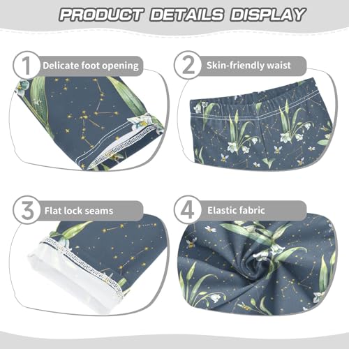 ALAZA Girls' Leggings Children's Yoga Pants Skinny Printed Dance Daffodil Green Comfortable 4T2