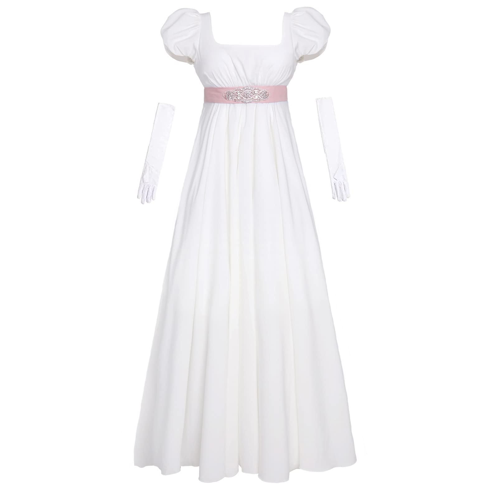 Vibsion Regency Dresses for Women Puff Sleeve Empire Waist Dress Gown. Size L/XL