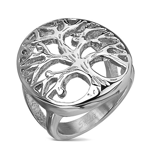BlackAmazement 316L Edelstahl Ring Wide Cast Lebensbaum Tree of...