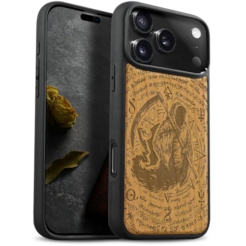 Carveit iPhone 17 Pro Max ケース 木製 【天然木+TPUシリコンツーインワン】 いPhone 17 Pro Max ケース MagSafe 対応 耐衝撃 滑り止め 指紋防止 耐久性 レーザーアート彫刻 アイフォン17 Pro Ma