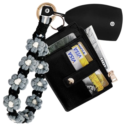 BIHRTC Boho Wristlet Keychain Wallet with PU Leather Protective Pull