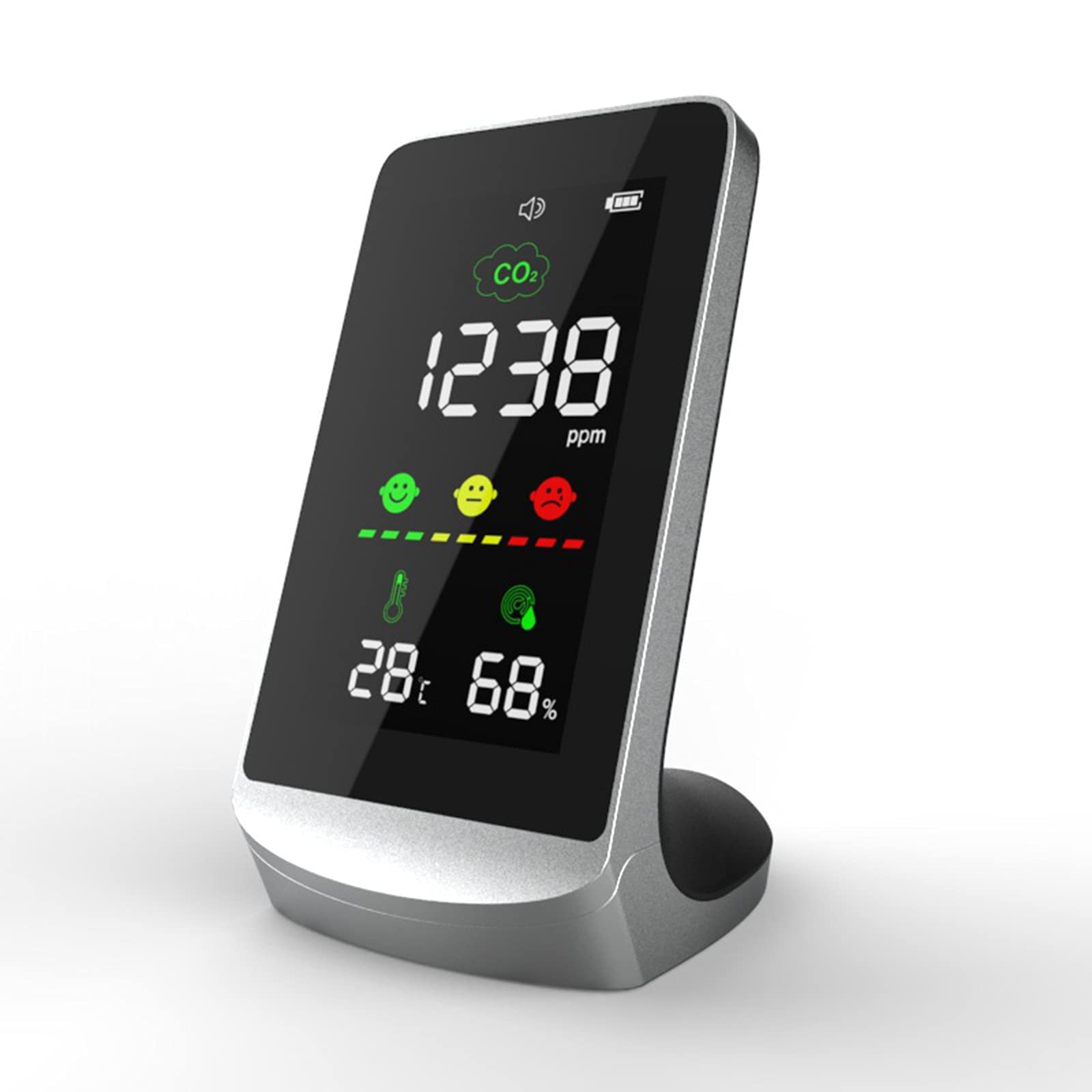 LOXO CASEAir Quality Monitor for CO2, CO2 Carbon Dioxide Detector, Temperature, Humidity, Air Quality Detector for Indoor Office Kitchen Gym, Built-in 1600mAh Lithium Battery DM-09