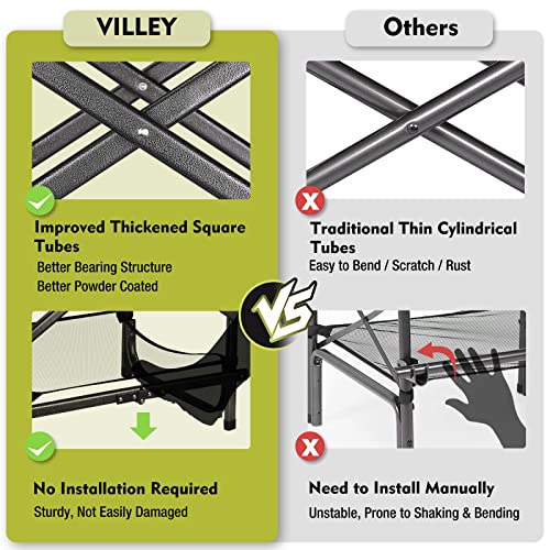 Villey Tall Directors Chair, Folding Camping Chairs, Makeup Artist Chair With Foot Rest, 900D Fabric For Tailgating Camp Lawn Picnic Fishing Beach, Supports 350 Lbs, Green #TOP3