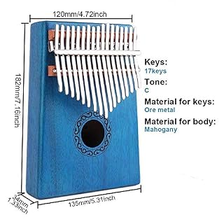 LIWEISDSDFS Piano Kalimba à 17 touches avec corps en acajou bleu – Image 6