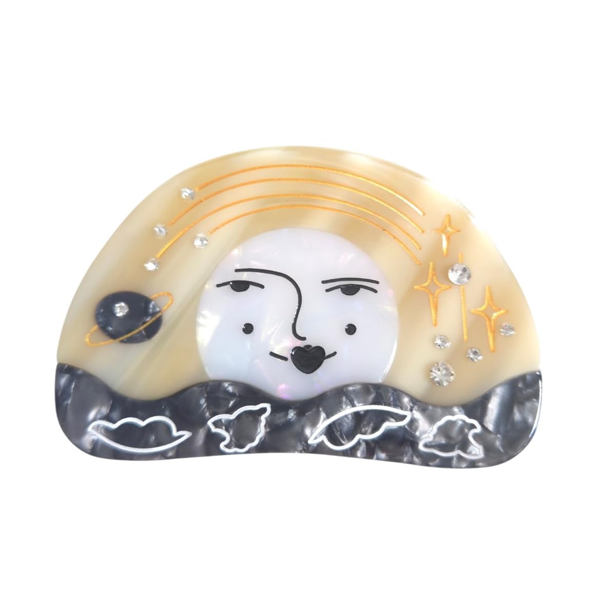 Fancy Boho Face Hair Clips,Novelty Acetate Claw Clip for Women,Cute Hair Clip,Khaki