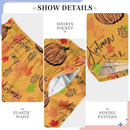 Autumn Time Pumpkin Boys Long Pants Soft Trousers Elastic Waist Kids Lounge Bottoms with Pockets S-XL4