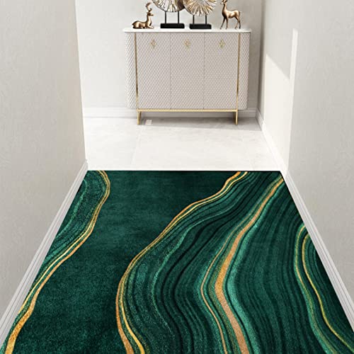 Kurzflor Wohnzimmer Teppich Modern Design Grande Schlafzimmer, Dicke 7 mm, Waschbar rutschfest,dunkelgrüne, Glatte Linien,200 x 250 cm Cover