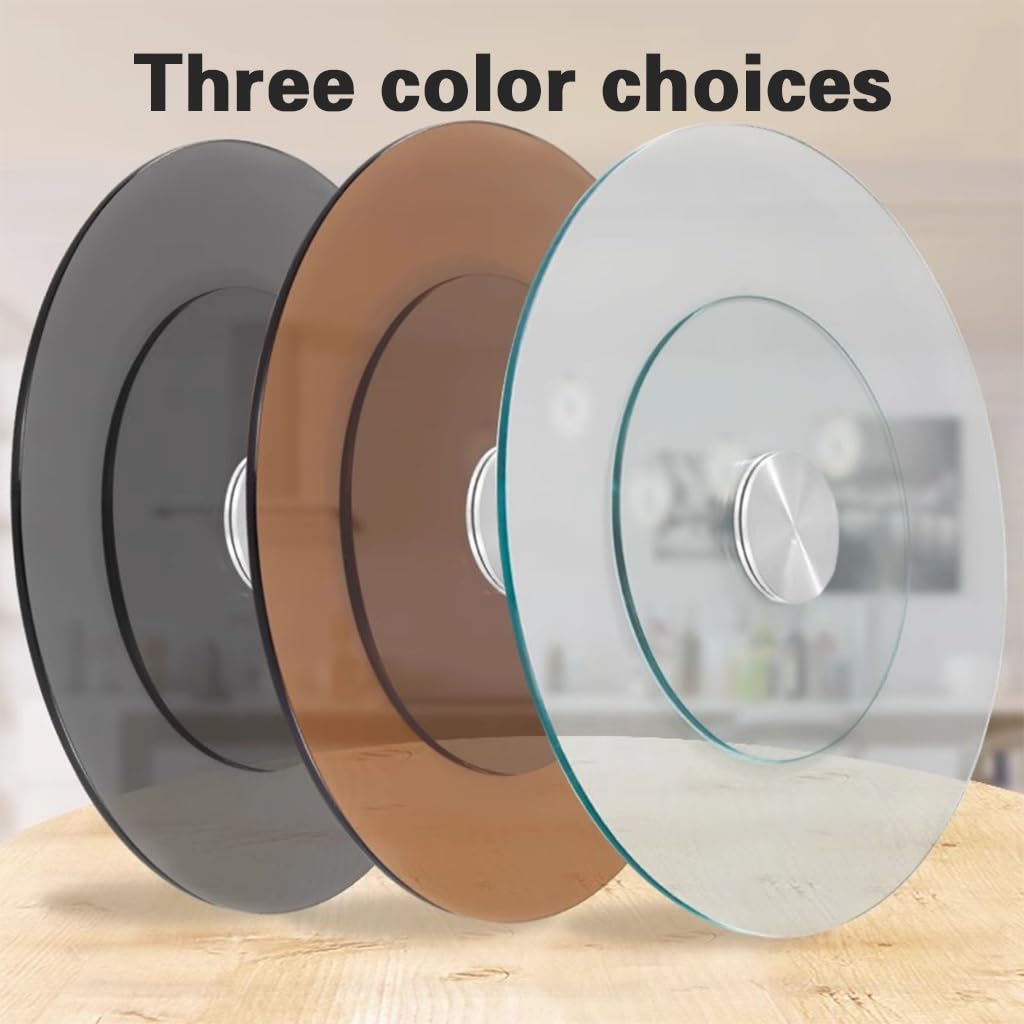 Lazy Susan - Vassoio rotondo da 60 cm, in vetro temperato, girevole, con cuscinetti silenziosi, perfetto per tavolo da pranzo e intrattenimento, elegante e funzionale