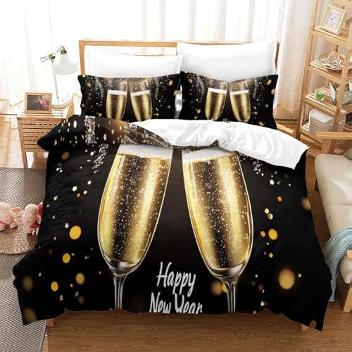 Housse de Couette Microfibre Parure de Lit 260x220 Fermeture Éclair 3D - 3