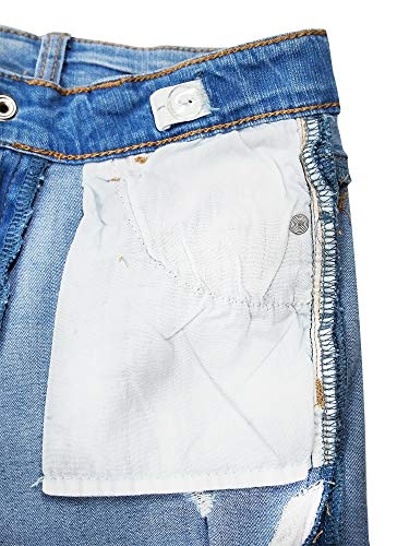 KIDSCOOL SPACE Kids Faixa elástica plissada com buracos rasgados dentro da calça jeans lavada com ág