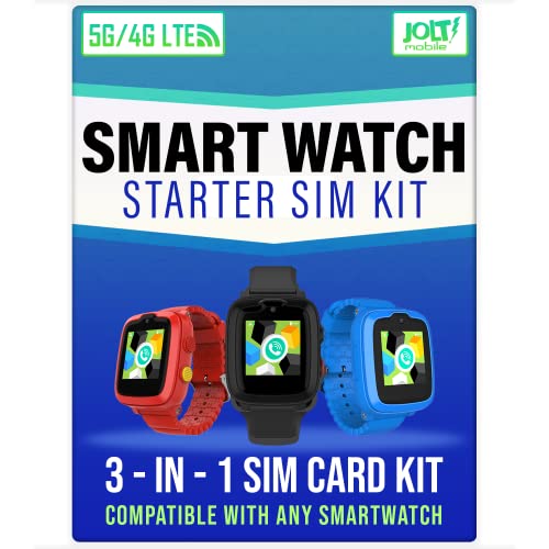 Jolt Mobile AT&T Smartwatch SIM Card Starter Kit for 4G Kids Senior Smart Watches and Wearables | Talk Text Data | 3 in 1 Simcard - Standard Micro Nano | No Contract No Credit Check | USA Coverage