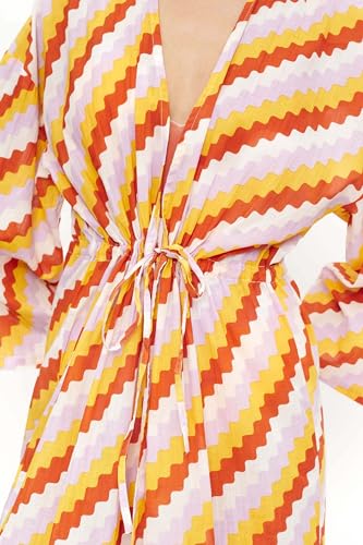 Kimono de playa Compania Fantastica con estampado zigzag 6