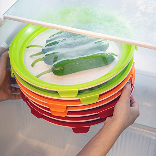 Cucudy Bandeja de Preservação de Alimentos Bandeja de Preservação de Vácuo Empilhável com Tampa Elás