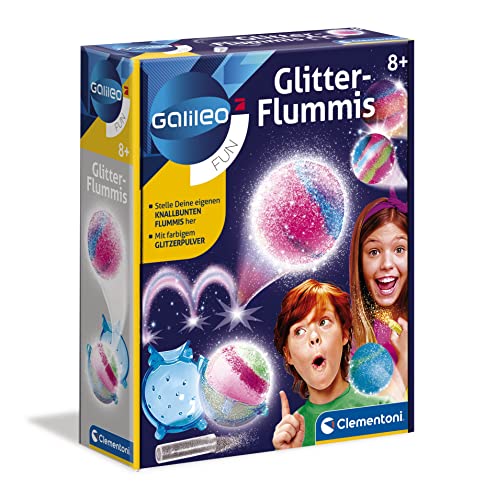 Clementoni Galileo Fun Glitter Flummis bunte & glitzernde Gummibälle zum Selbermachen Experimentierkasten für zu Hause Spielzeug für Kinder ab 8 Jahren 59032