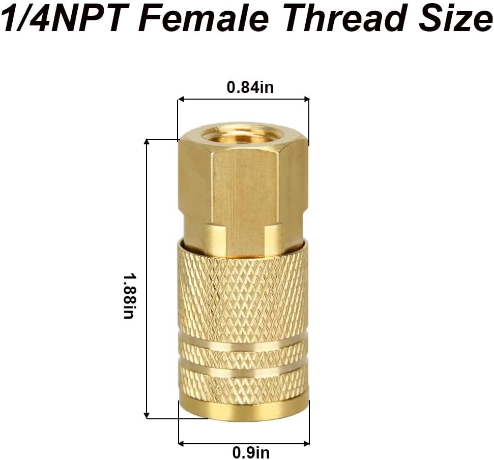 10PCS Quick Connector Coupler, 1/4-Inch Carbon Steel Female Thread Industrial Coupler, Quick Couplings for Professional Workplaces Automobile Repair