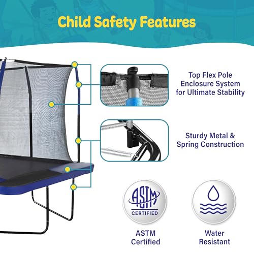 Image of Upper Bounce Rectangle Trampoline Set with Top-Ring Enclosure Net, Outdoor Backyard Recreational, Gymnastics Activity for Kids and Adults, High Weight Capacity 500 lbs