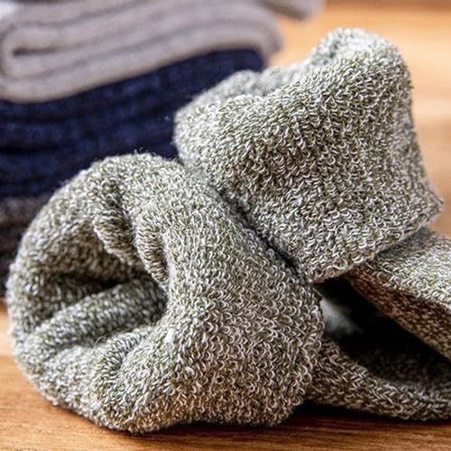 5 Pairs Plush Thick Wool Thermal Knit Crew Cushion Socks For Winter Hiking - image 5