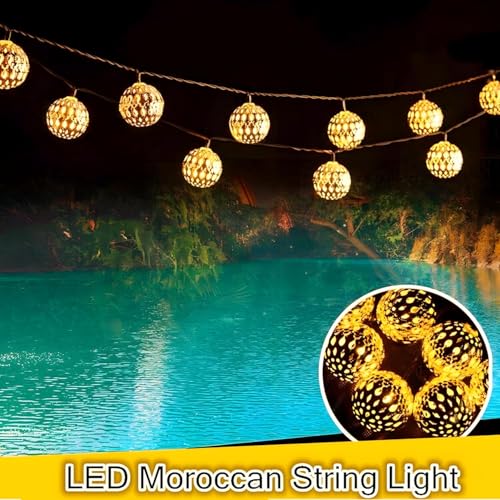 Image of One94Store 3 Meter 10 LED Maccoran Ball String Lights - Perfect for Indoor /Outdoor Decoration for Diwali, Christmas, Birthday, Navratri, and Valentine's Day Gifts(Warm White)