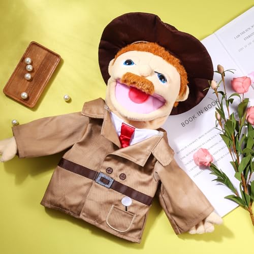 image for ZJoey Role Play Hand Puppets Hand Plush Chef Doctor Fireman Pirate Det