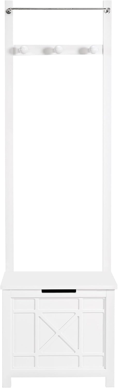 Derby Laundry Hamper with Seat & Towel Rack – Storage Stool for Entryway, Laundry Room, or Bathroom by Alaterre Furniture (White)