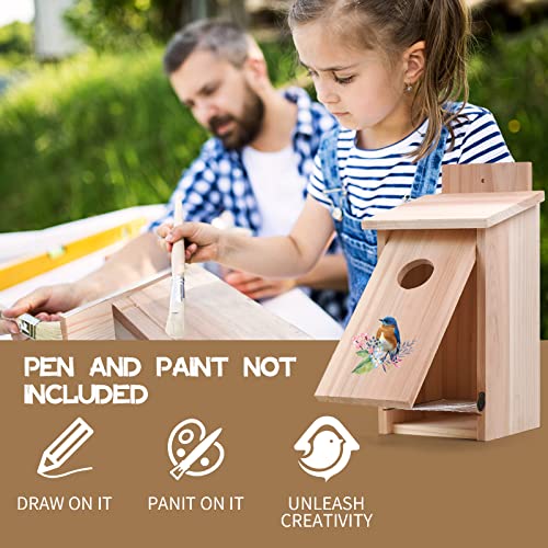 Decoroca Bluebird Houses For Outside - Wooden Bird Houses With Bilateral Secure Latch Rain Proof Eaves, Weatherproof Birdhouses For Outdoors Clearance, Blue Bird Box House With Predator Guard #TOP3