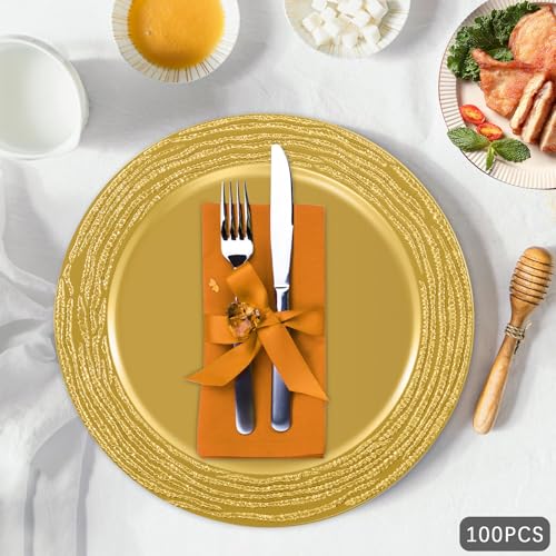 100 Platos Cargadores Plástico 13'' DORADO Surtido miniatura 6
