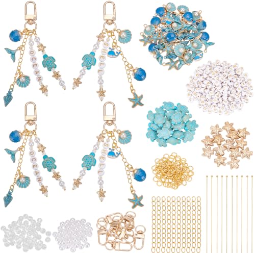 Kit de llaveros de conchas marinas SUNNYCLUE: manualidades completas sin piezas faltantes 2