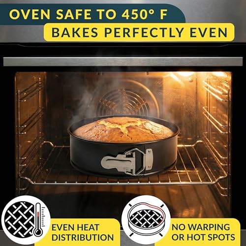 Image of Cheesecake Pan 9 Inch Carbon Steel With Removable Bottom - Leakproof Design, Nonstick Coating Springform Pan - Durable Cake Mold With Secure Latch, Even Heat Cheese Cake Pans For Baking